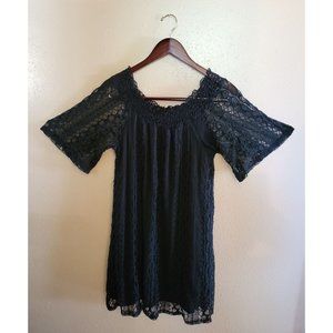 ESPRESSO Navy Blue Lace Midi Casual Dress Size Large